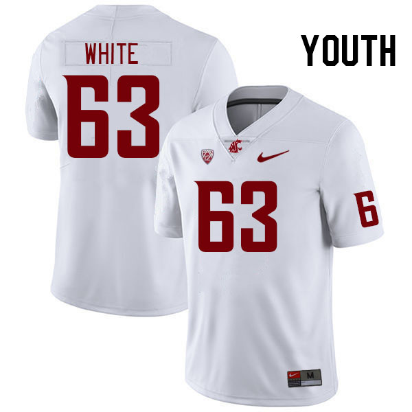 Youth #63 Cody White Washington State Cougars College Football Jerseys Stitched Sale-White - Click Image to Close